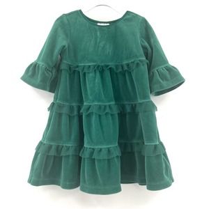 HANNA ANDERSSON Velvet Velour Dress Ruffle Tulle Tiered Holiday Christmas Sz 3T